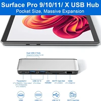 Surface Pro 9/10/11/X Hub Docking Station with 4K HDMI 8K Video Display USB-C  Adapter for Surface Pro Accessories 2