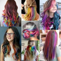 Extensions capillaires synthétiques à clips multicolores, postiches arc-en-ciel de 22 pouces pour filles, femmes et enfants, 1 5 11 pièces/lot 6