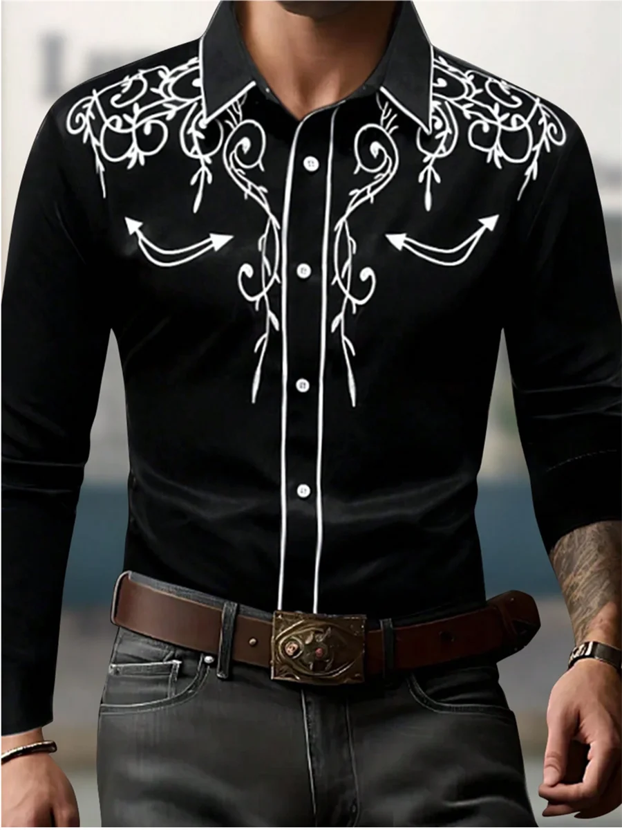 2024 Fashion Lapel Long Sleeve Men's Shirt Simple Casual Men's Street Dance Shirt European Size 6XL Fast Shipping Printed Shirt