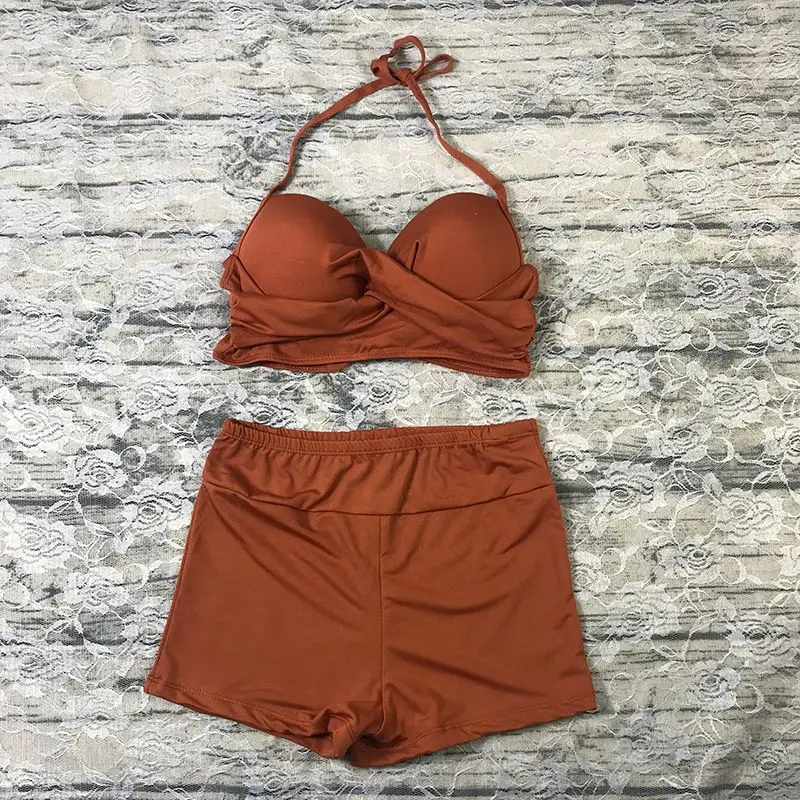 Classic Three-piece Slim Lace With Steel Ring Swimwear Women Splitting Lacing Conservative Covered Meat Summer Casual Swimsuit