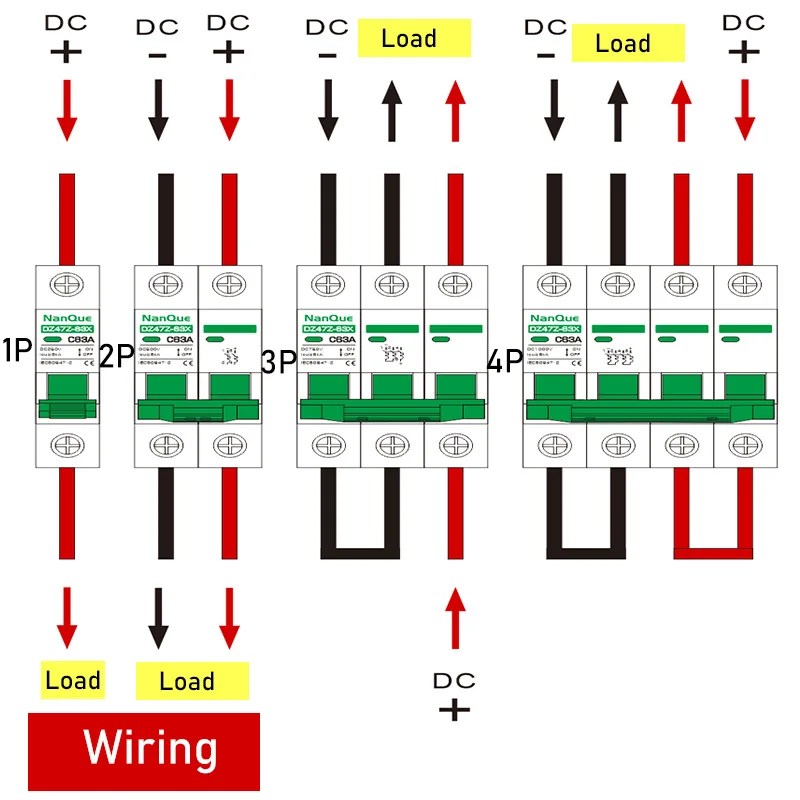 DC MCB 250V 500V 750V 1000V 1/2/3/4 Poles Photovoltaic Switch Solar Panel Protector Circuit Breaker for DC 16A 32A 50A 100A 125A circuit breaker,solar circuit breaker