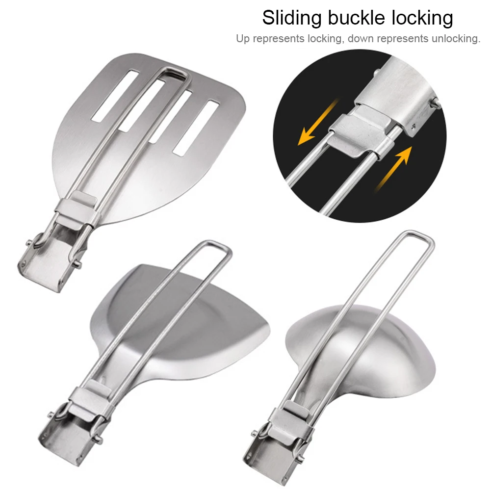 Spatula Shovel Ladle Tableware Stainless Steel Cooking Utensils Foldable Lightweight Dinnerware Hiking Bushcraft Gadgets