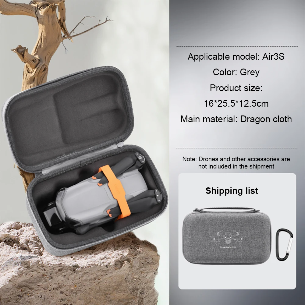 For DJI Air 3S Storage Bag Drone Body Carry Case Box Portable Travel Bag Handbag Grey Handheld Aircraft Storage Box Accessories