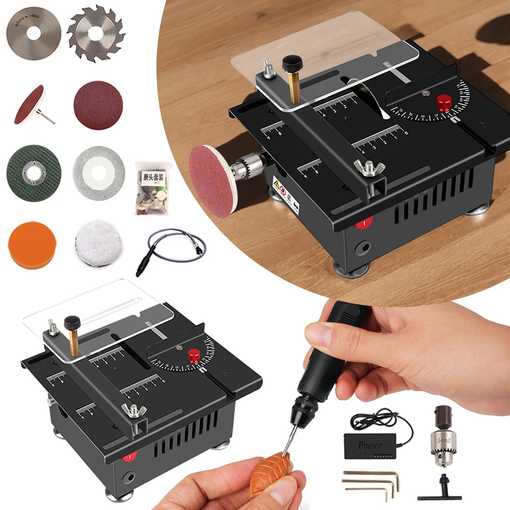 Mini Multi-Functional Table Saw 0-90 Angle Cut Portable Saw Adjustables Electric Saw Set For Home Compact Heavy Duty Table Saw 1