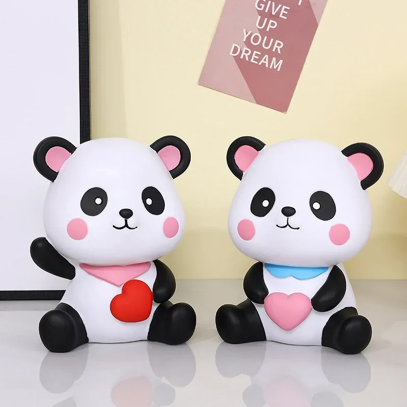 

Hot selling cute panda savings can with large capacity enamel anti drop cartoon children's savings can gift items