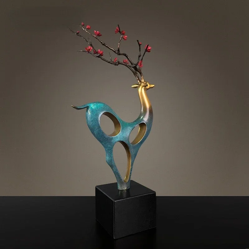 

Brass Lucky Deer Spring Sika Deer New Chinese Style Living Room Hallway Ornaments Soft Decoration Company Office Crafts