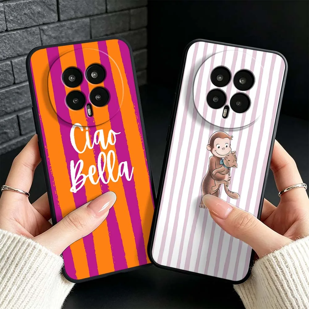 Orange Striped Minimalist Black Soft Cover Phone Case