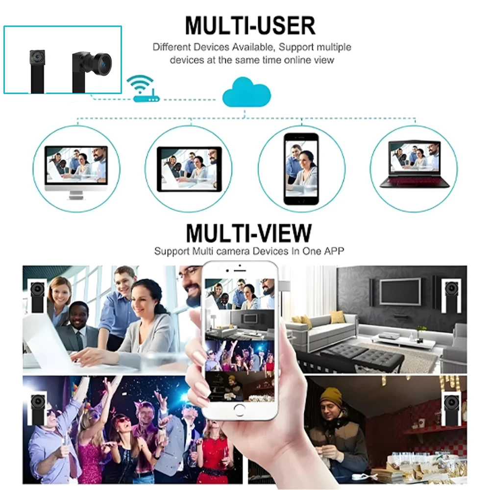 4KFHD, WIFI miniature camera, supports APP remote viewing, motion detection, loop storage, portable 1080P small camera 4