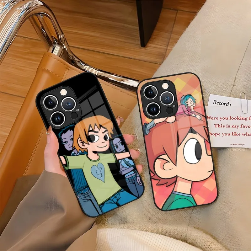 Cartoon Scott Pilgrim Vs Custodia Per Telefono In Vetro Temperato Per Iphone 13 14 12 15 11 Plus Pro Xs Max Mini X Xr 8 7 6S Se2020 Cover