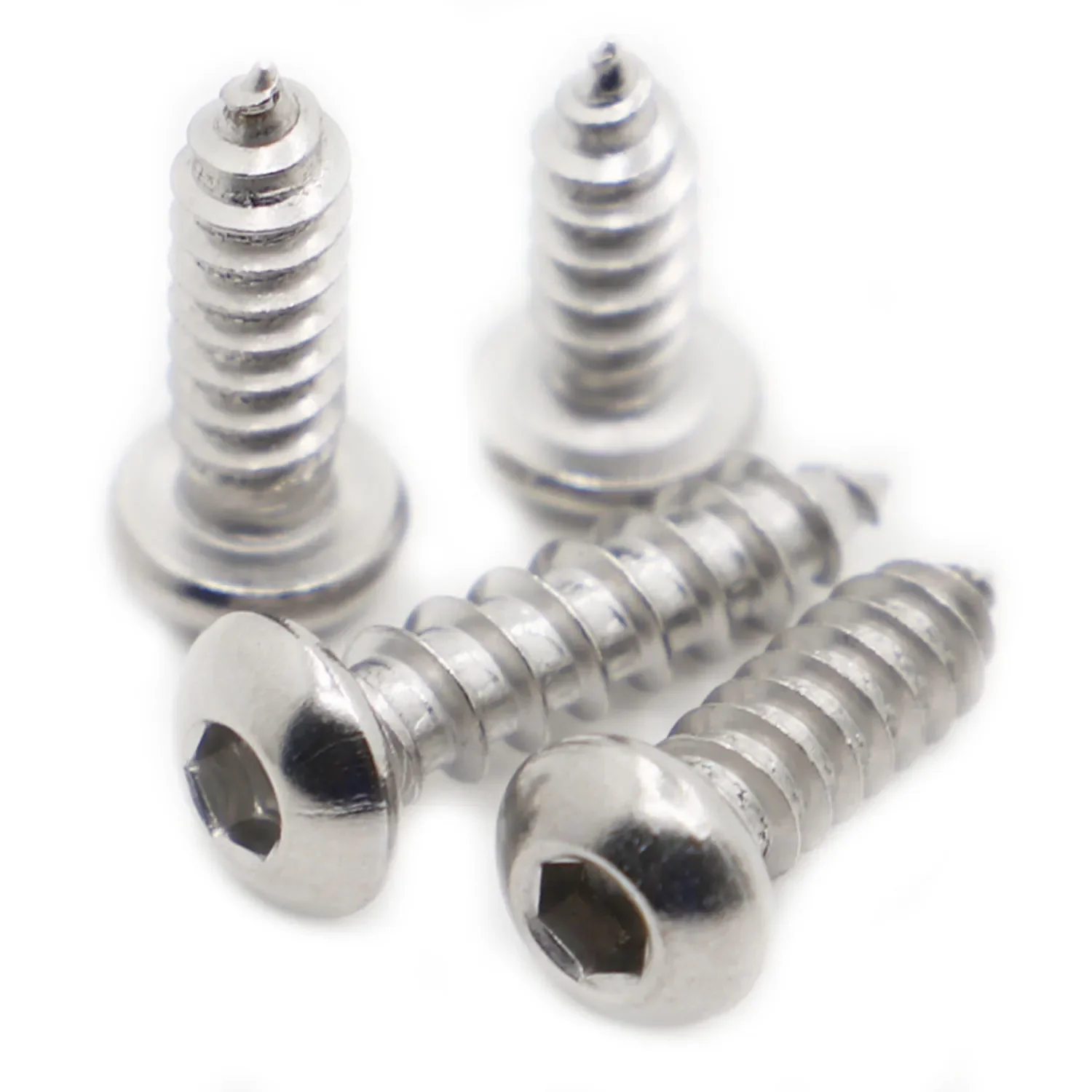 10-100pcs 304 Stainless Steel Round Pan Head Hex Socket Self Tapping Screws Wood Screw M2 M2.5 M3 M4 M5 M6