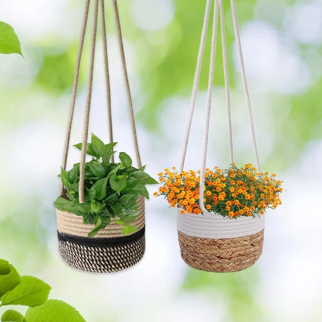 Suspension en corde pour plantes de jardin, panier de jardinière tissé,  support de Pot de fleur décoratif pour la maison, décor de Patio extérieur  - AliExpress