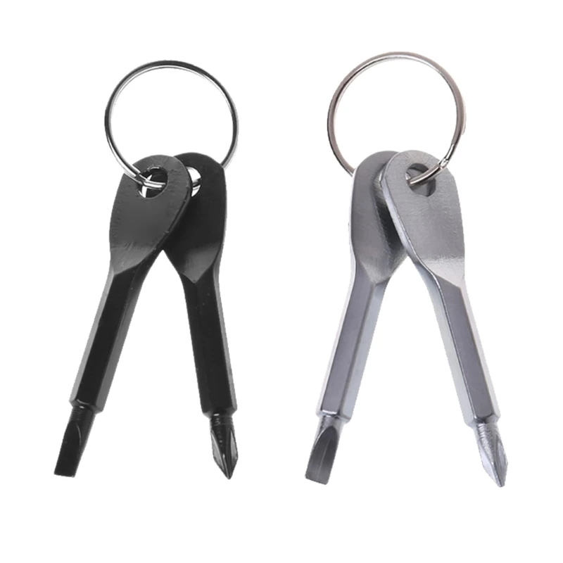 

Portable 4 In 1 Stainless Steel Screwdriver Keychain Tools Outdoor Mini Flathead Crossed Screw Driver with for Key D5QD