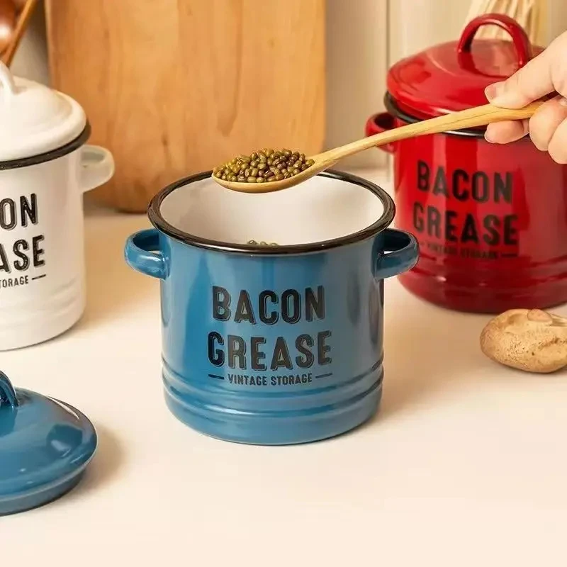 Ceramic Bacon Grease Container Keeper Coffee Sugar Can High Temperature  Resistant Storage Oil Tank Kitchen Cooking Stew Pot - AliExpress