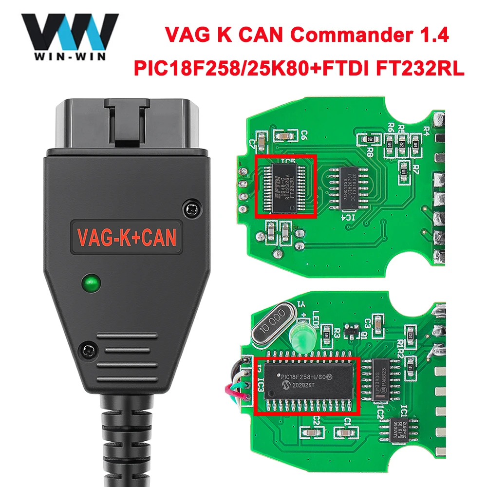 A Vag K Can Commander 1,4 Ftdi Ft232Rl Pic18F25K80 Pic18F258 Obd2 Szkenner Obd 2 Diagnosztikai Eszköz K+Can Can Cable A Vag -Hez