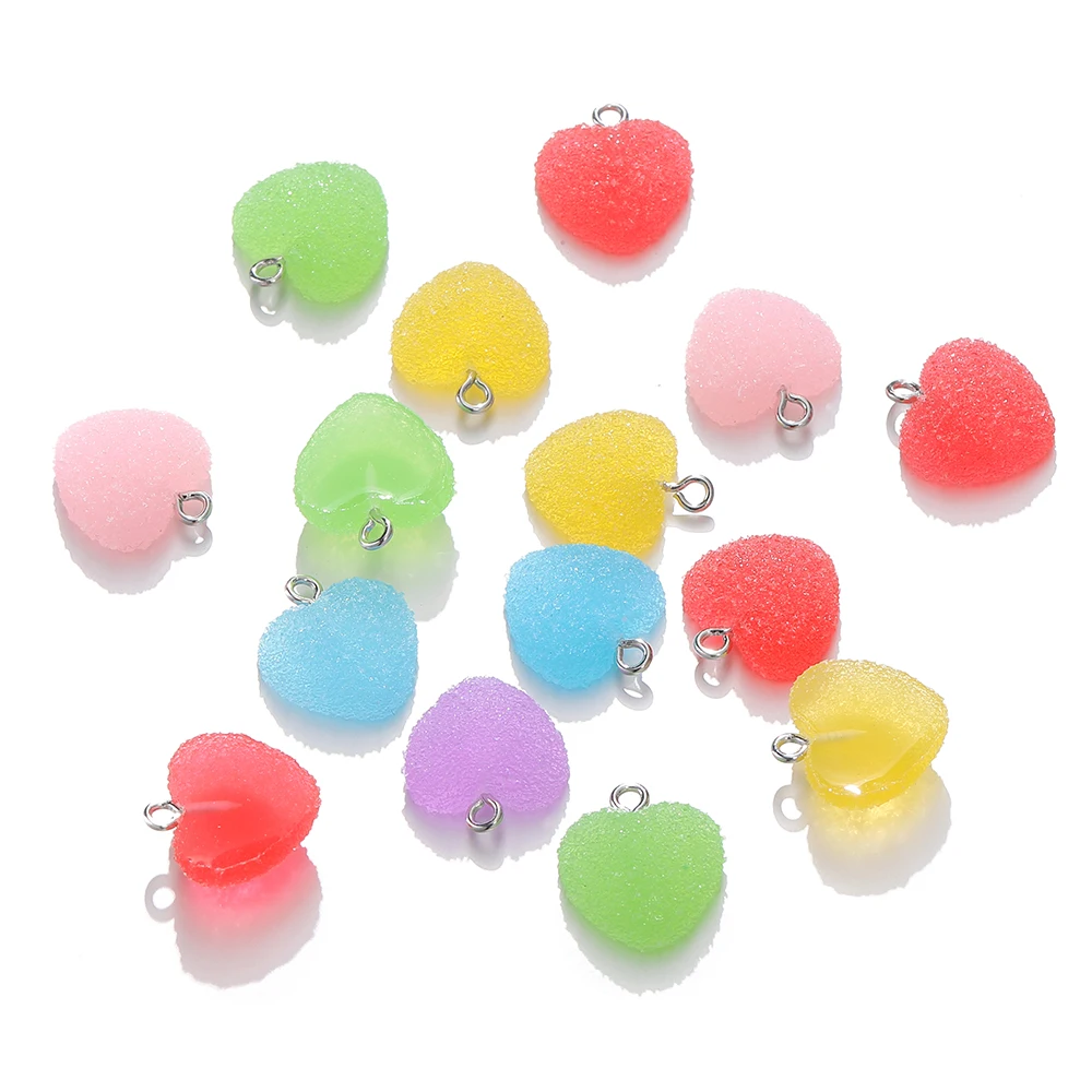 10 teile/los bunte Herzform weiche Süßigkeiten niedlichen Charms Anhänger für DIY Ohrringe Halskette Schmuck Zubehör Ergebnisse