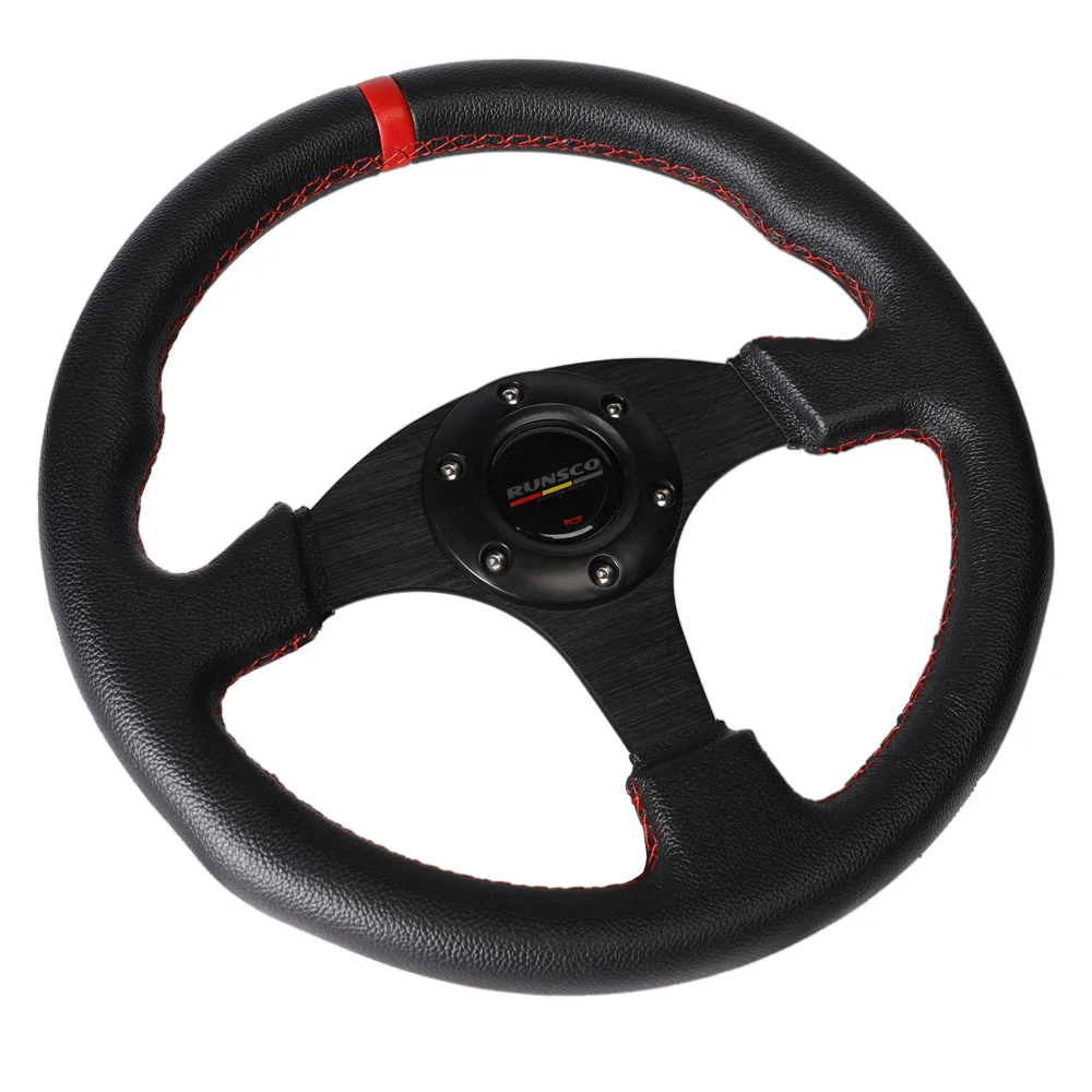 Racing Steering Wheel 330mm/13 Inch Flat Aluminium + PVC Drift Simulation Universal