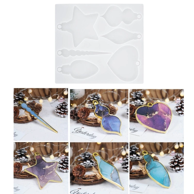 

2 шт., рождественская елка, кулон, силиконовая форма, звезды, форма сердца, смоляные формы «сделай сам»