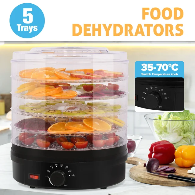 Food, Beef Jerky Maker Five Tray Food Dehydration Machine with Knob  Button