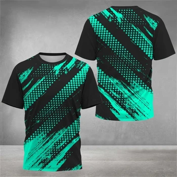 T-shirt da uomo 2026 girocollo a maniche corte con stampa colorata per tennis e corsa, top casual comodi per sport all'aperto