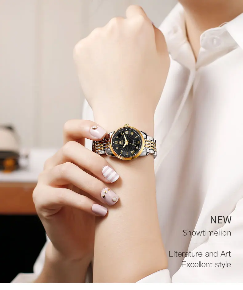 feminino relógio de pulso pulseira de aço