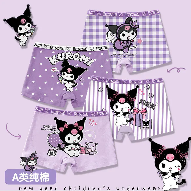 

Sanrio Kuromi Girls Briefs Four-corner Cotton Boxer Shorts for Children Aged 3 To 12 Years Old Antibacterial Underwear for Girls