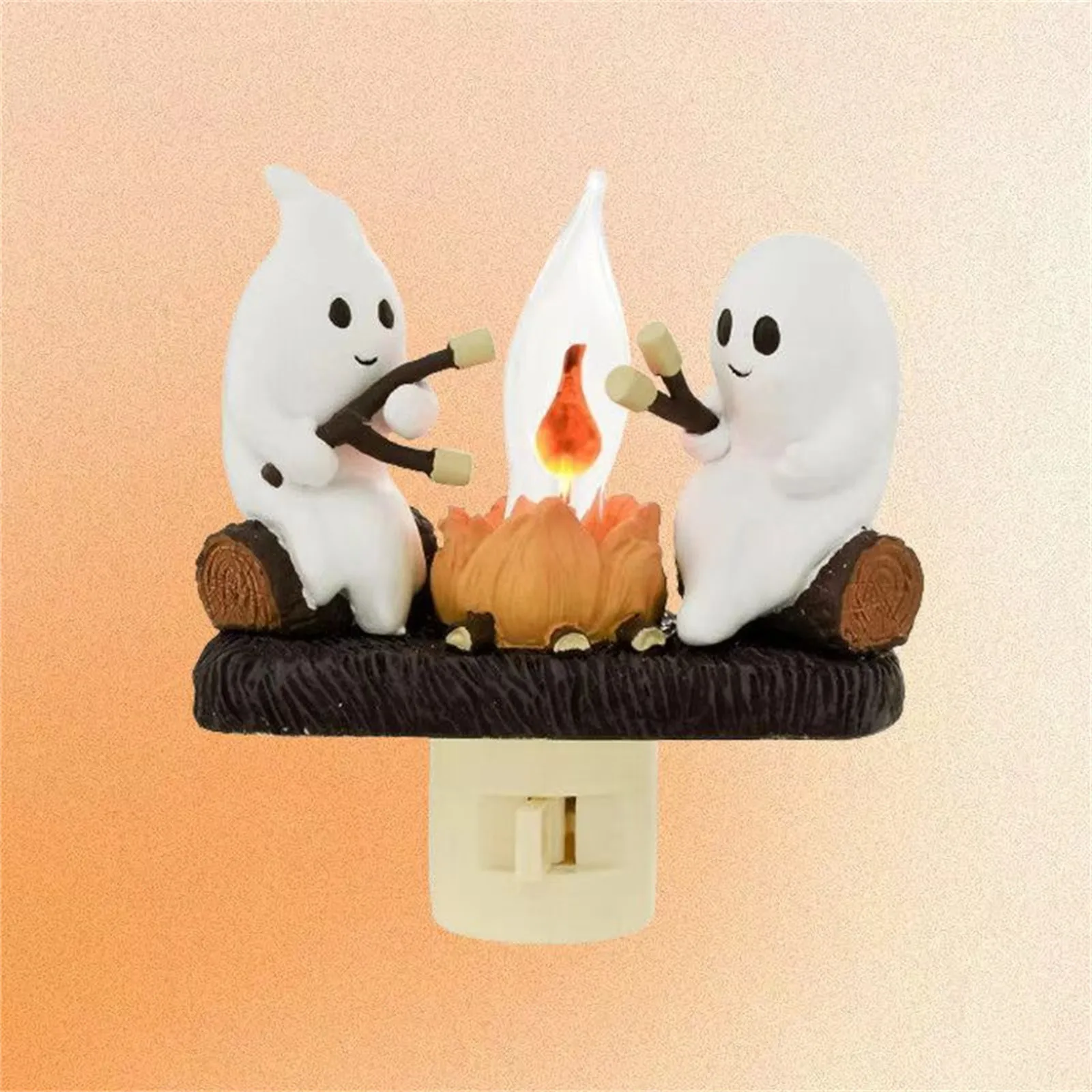 Ghost Flickering Nightlight, LED Faux Fire Ghost Lamp,Halloween Bedroom Night Light Gifts For Family, Friends, Kids