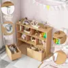 Vabches Kids Bookshelf Toy Storage Organizer Wooden Children's Bookcase with 2 Drawers on Wheels&5 Storage Cubbies for Playroom 6