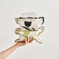 Nordic Ins Heart-pattern Knitted Tissue Bag Living Room Table Tissue Box Paper Storage Desktop Decorative Tissue Case Paper Box 1