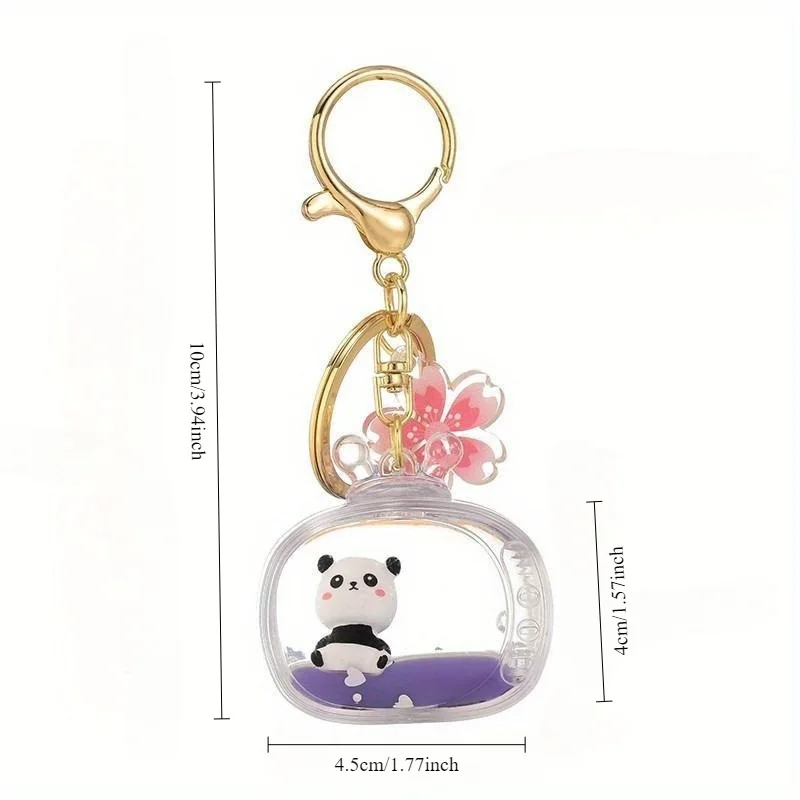 Panda Doll Keyring Cute TV Liquid Acrylic Key Chain Car Bag Accessories Pendant for Women Keychain Gift