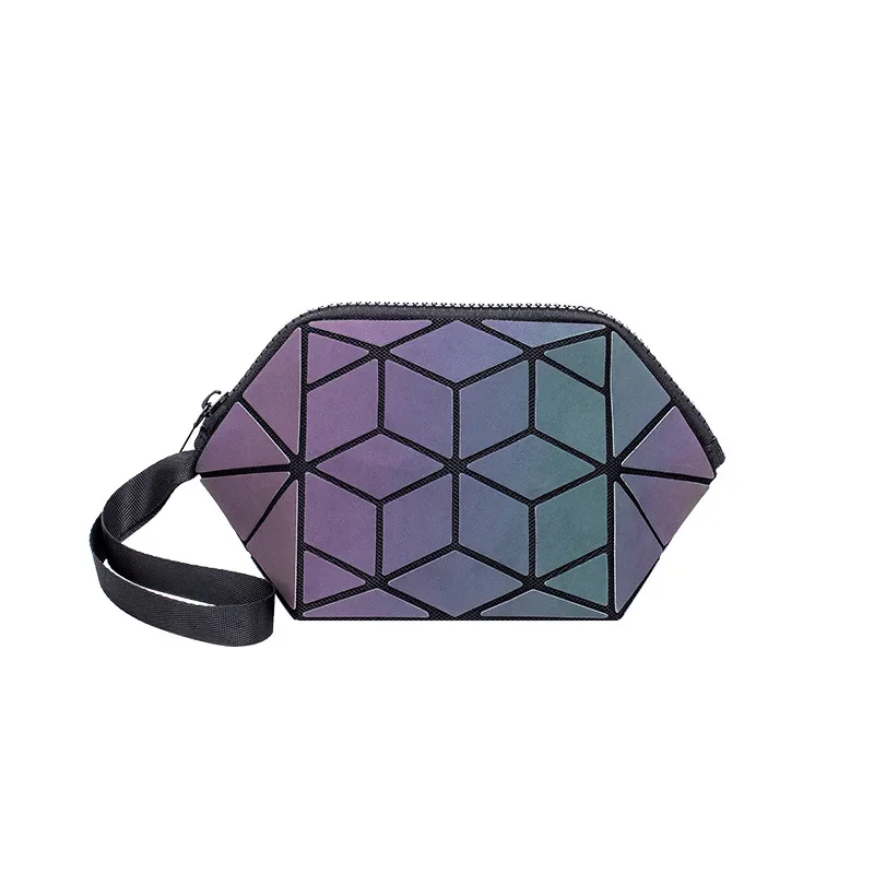 Geometric Luminous Women Cosmetic Bag Organizer Zipper Makeup Ladies Folding Cosmetic Noctilucent Pouch Travel Make Up Bag makeup organizer,cosmetic bag,makeup bag,cosmetic case
