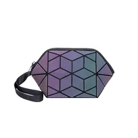 New Geometric Luminous Women Cosmetic Bag Organizer Zipper Makeup Ladies Folding Cosmetic Noctilucent Pouch Travel Make Up Bag 1
