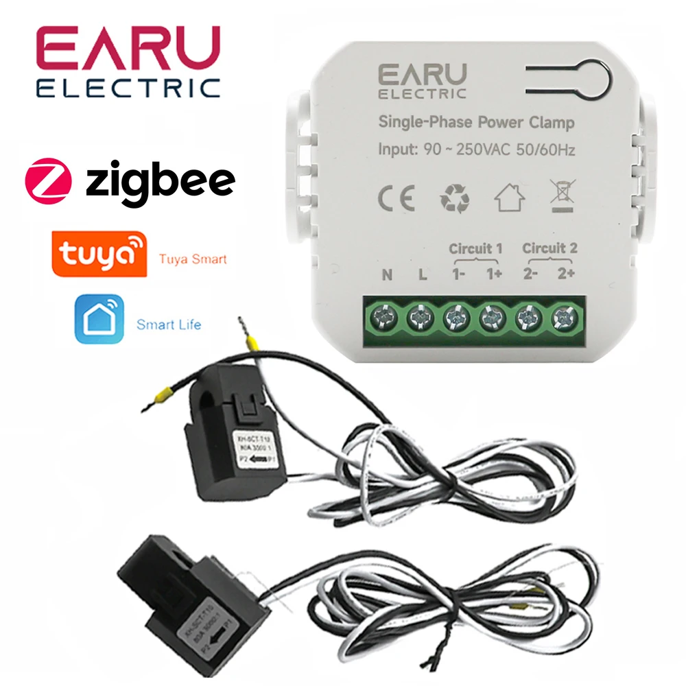 Medidor de energía Wifi con abrazadera CT, Monitor de consumo de energía en  Kwh, 90- 250VAC, 50/60Hz, 80A, Tuya Smart Life - AliExpress