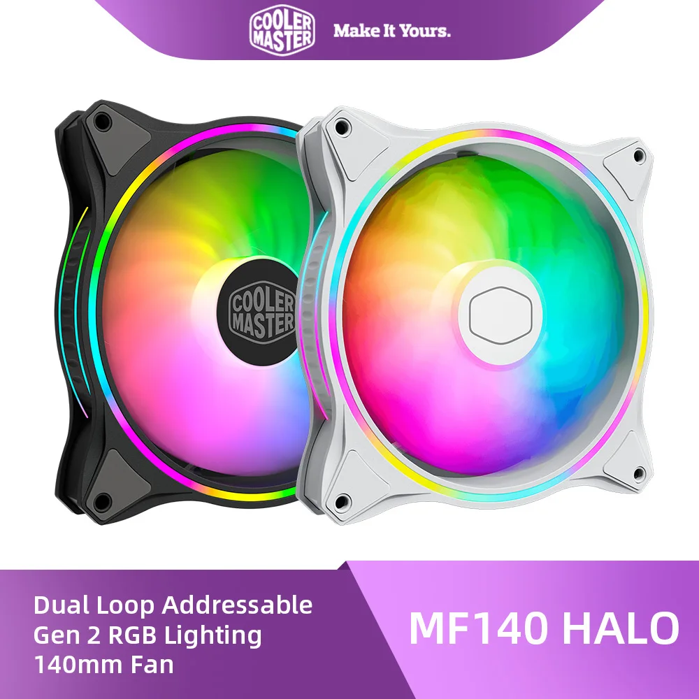 Cooler Master Argb Light Case Fan Pwm Chassis Fan Liquid Cooler Loop 14Cm Nero/Bianco Ventola Del Radiatore Ventilador Chasis Mf140 Halo