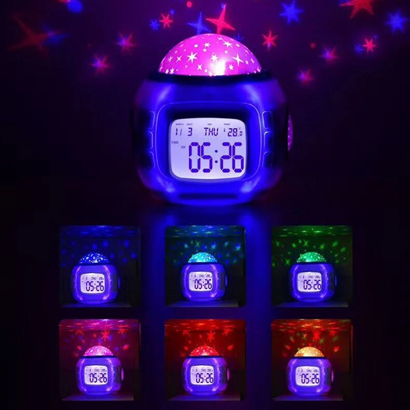 CreativeRotatingMusicStarrySkyStarProjectorAlarmClockBedside