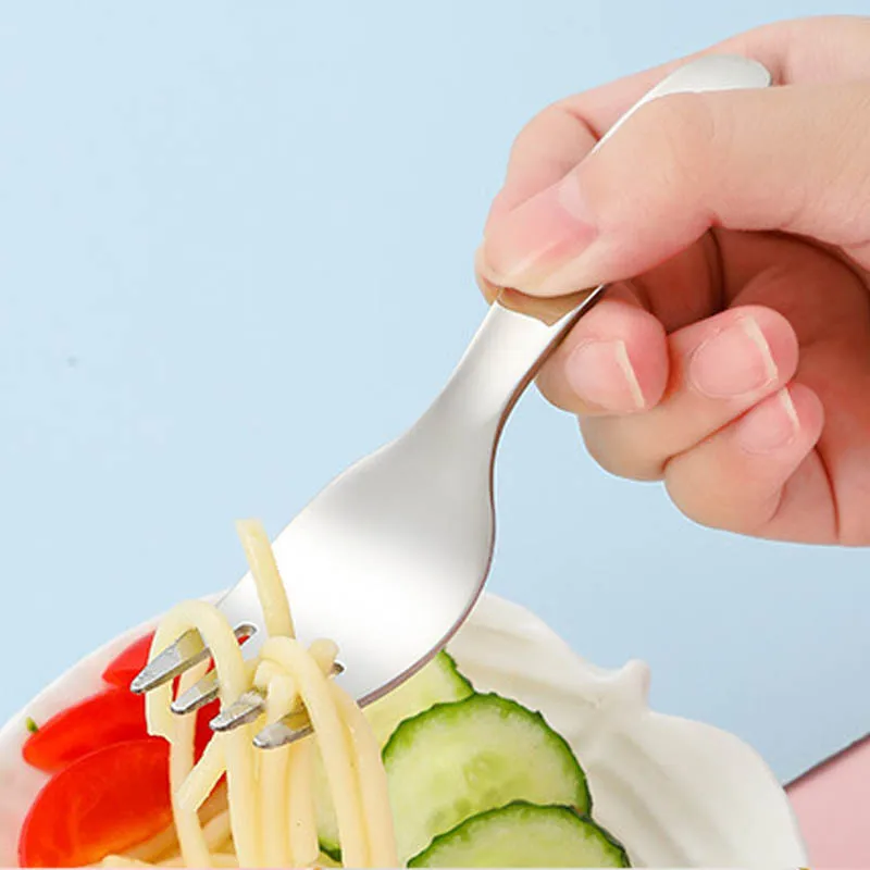 1/2Pcs Kids Fork Spoon Kit Stainless Steel Dessert Spoons Fruit Forks Cutlery Set with Storage Case For Travel Outdoor Camping