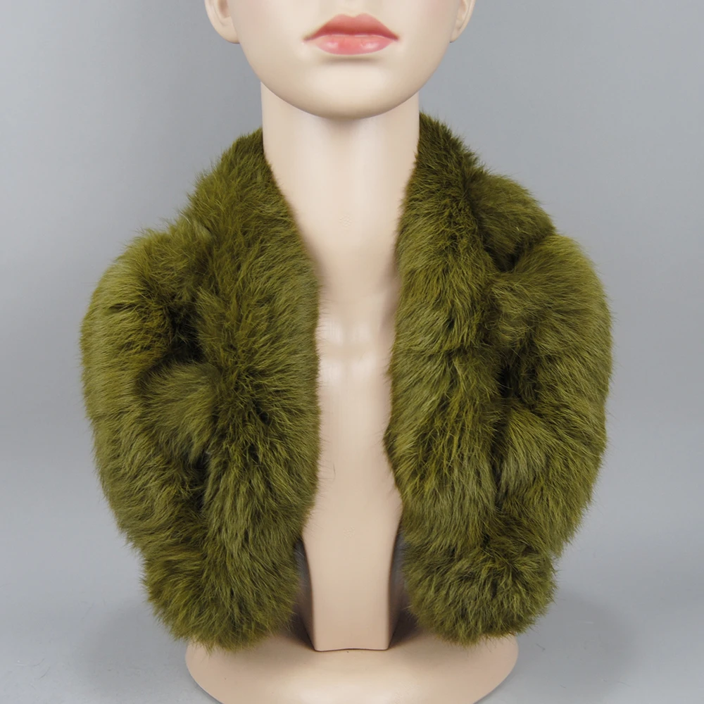 2025 New Russian Women Genuine Rabbit Fur Scarf Winter Ladies Warm Real Rabbit Fur Muffler Fluffy Pompoms Natural Scarves