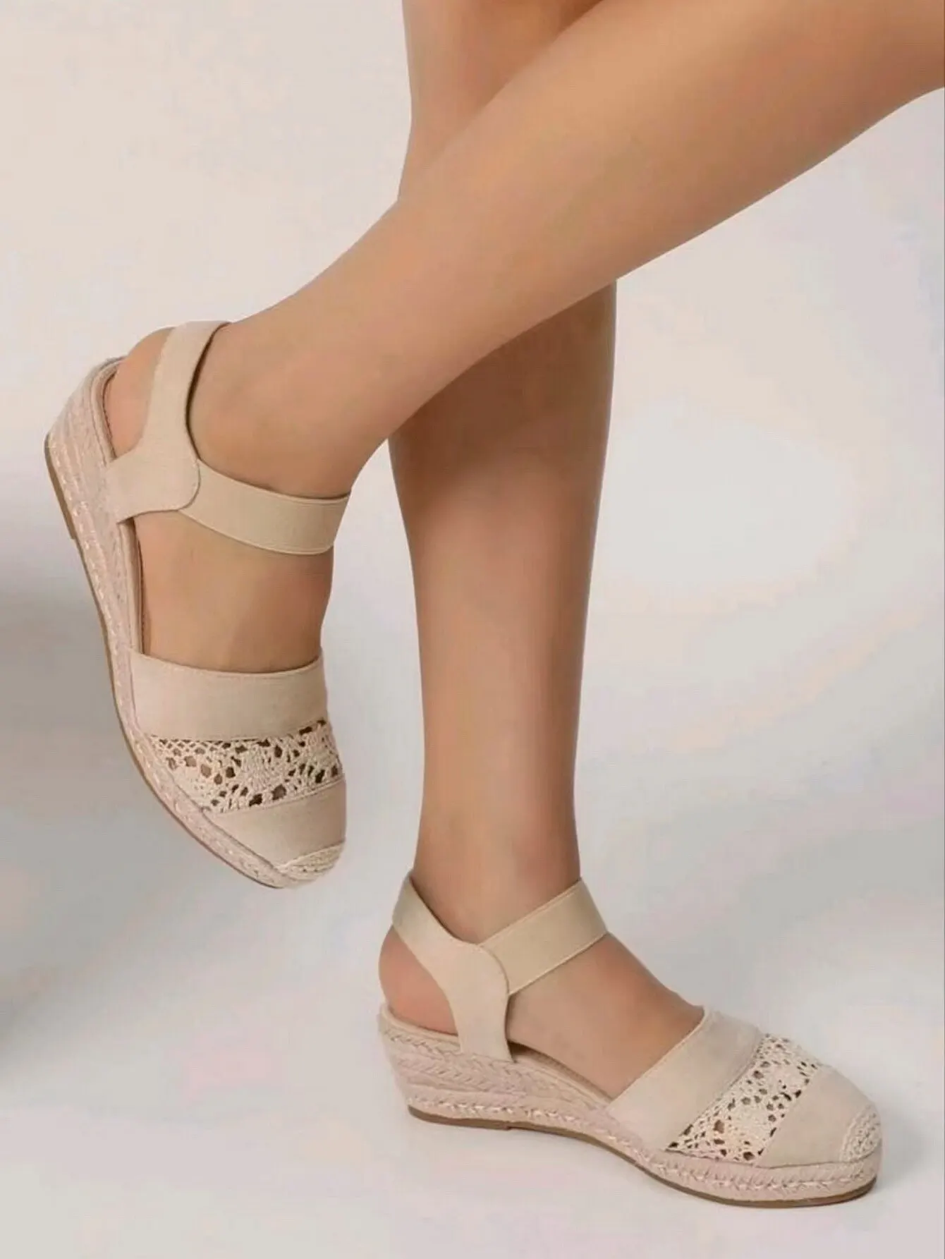 Women Wedge Heel Espadrilles Closed Toe Slingback Shoes Slip Sandals TDW-L69BE women sandals
