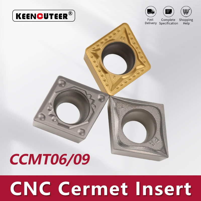CCMT060204 CCMT09T302 CCMT09T304 CCMT09T308 Hartmetall Einsatz für Cermet SCLCR/L Externe Drehen Tool Klinge Drehmaschine Teile CNC Cutter