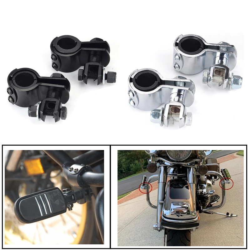 

Highway Pegs Universal 25mm-34mm Motorcycle Accessories Chrome CNC Aluminum Billet Folding Pedal Bracket Mount Clamp Kit