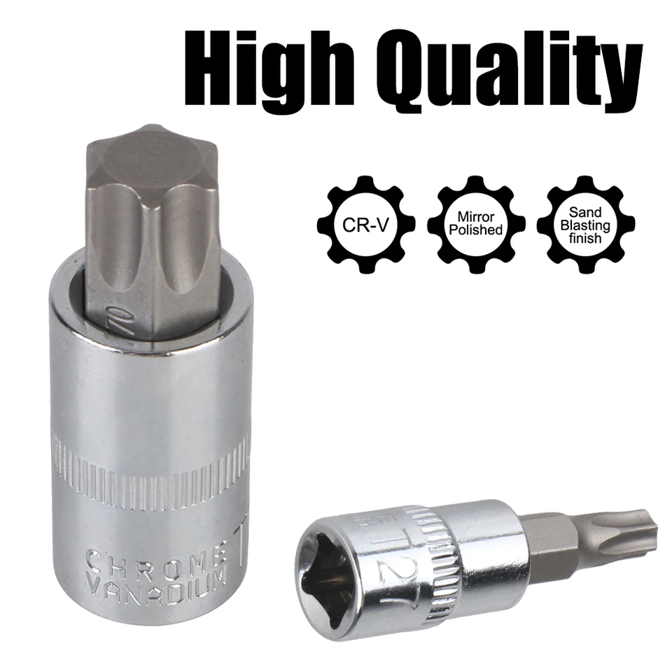 13pz Prese Torx Star Bit Maschio Unità Mista 1/4" 3/8" E 1/2" T8 - Foto 5