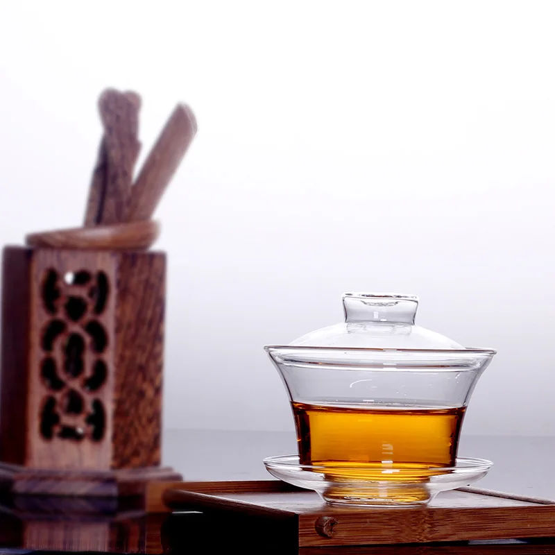 160Ml Glass Tureen Handmade Heat Resistant Bowl Water Cup Lid Saucer Coffee Mug Tea Set