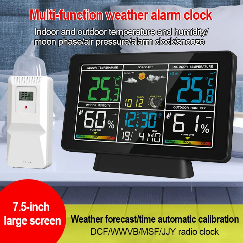 Wifi Smart Weather Station with Indoor and Outdoor & Humidity Meter  Multifunctional Large Color Screen Weather Temp. & Humidity Gauge with 3  Sensor 