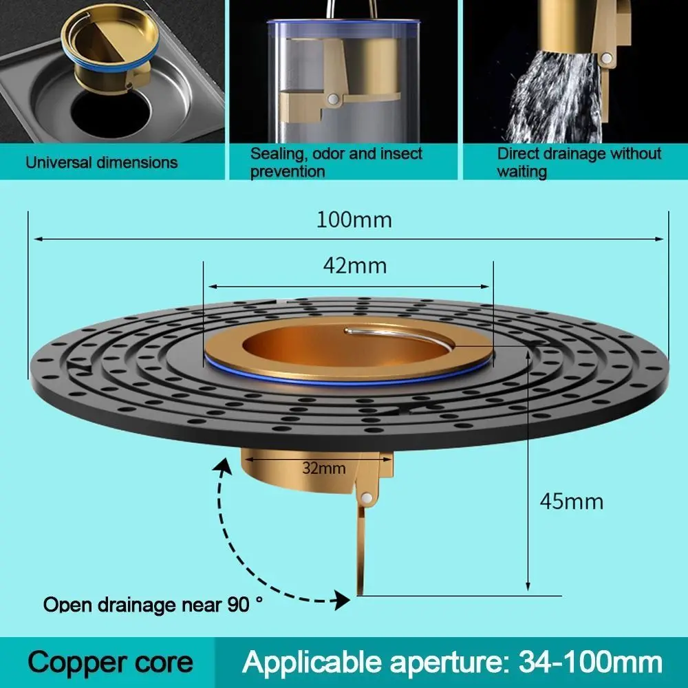 Description Picture 2 of itemLarge Size Bathroom Toilet Sewer Floor Drain Core Shower Drain Stopper Insectproof Anti-odor Water Drain Filter Floor Strainer