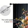 2pcs, 2D flat Window Curtains flowers and plants (3) Machine Washable Fabric,Without Electricity Festive Backdrops Applies to 5