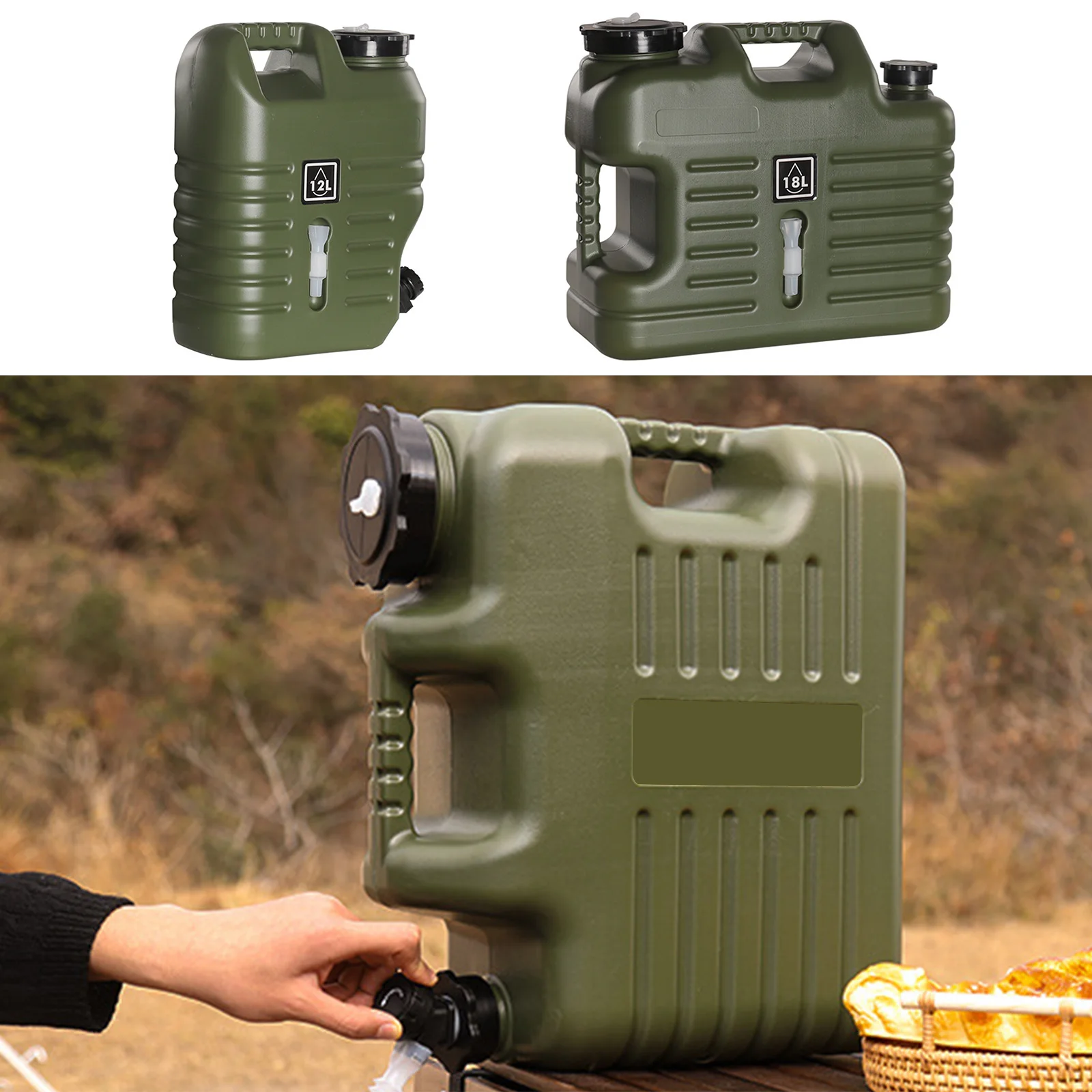 12/18L Camping Water Jug Portable Met Spigot Water Opslag Carrier Fles