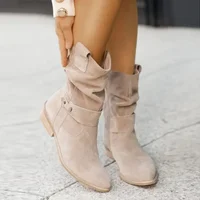 Autumn Winter Women's Boots Retro Suede Middle cylinder Ankle Boots Comfortable Rubber Sole Soft sole Snow Boots Plus Size 45 - Image 3