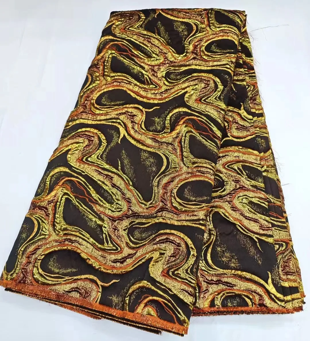 

African Woman Brocade Fabric Jacquard Lace Material Nigerian Floral Gilding Damask Cloth Brocard Tissu 5Yards