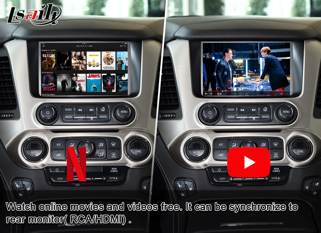 vehicle gps Lsailt Wireless CarPlay/ Android Multimedia interface for GMC Yukon, Sierra with Netflix, YouTube, Android Auto ,Google Map fleet tracking