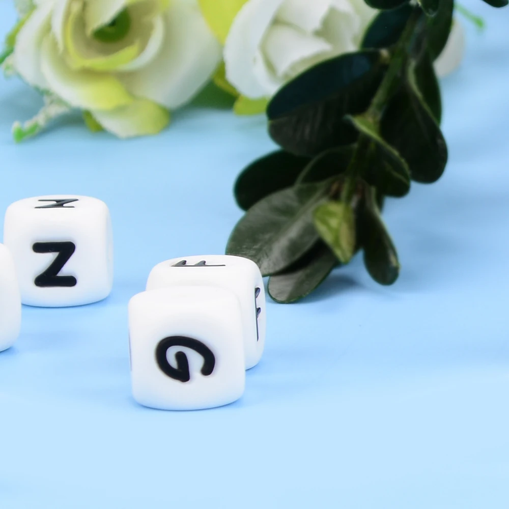 LOFCA 12 mm 100 Stück Silikon-Buchstabenperlen in Lebensmittelqualität, BPA-frei, lose Alphabetperlen für personalisierte Namens-DIY-Schmuckzubehör – Detail 15