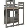 House Bunk Beds Twin Over Full Size, Wood Bunk Beds with Roof and Window Distressed Grey, Twin Over Full with Slide 4